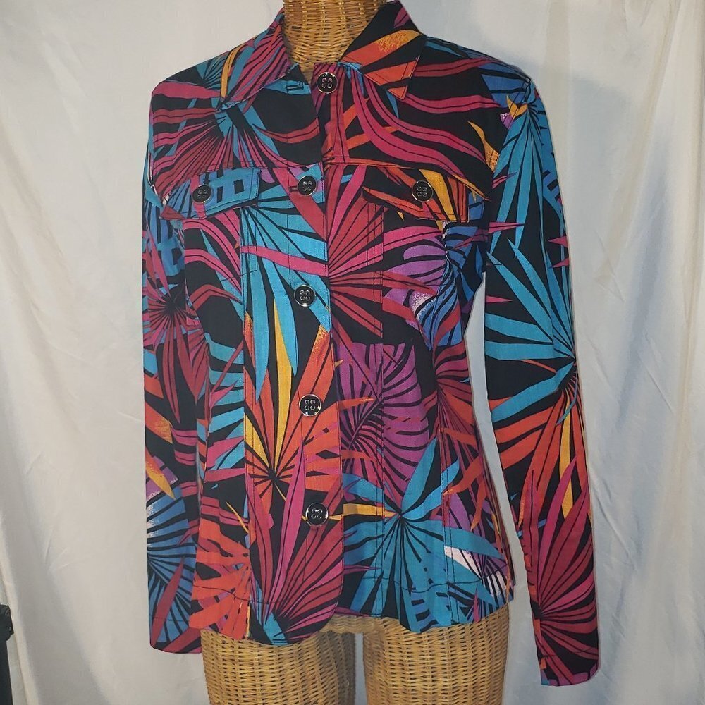 Ladies ANALOGY Multi-colored Palm Leaves Jacket - M